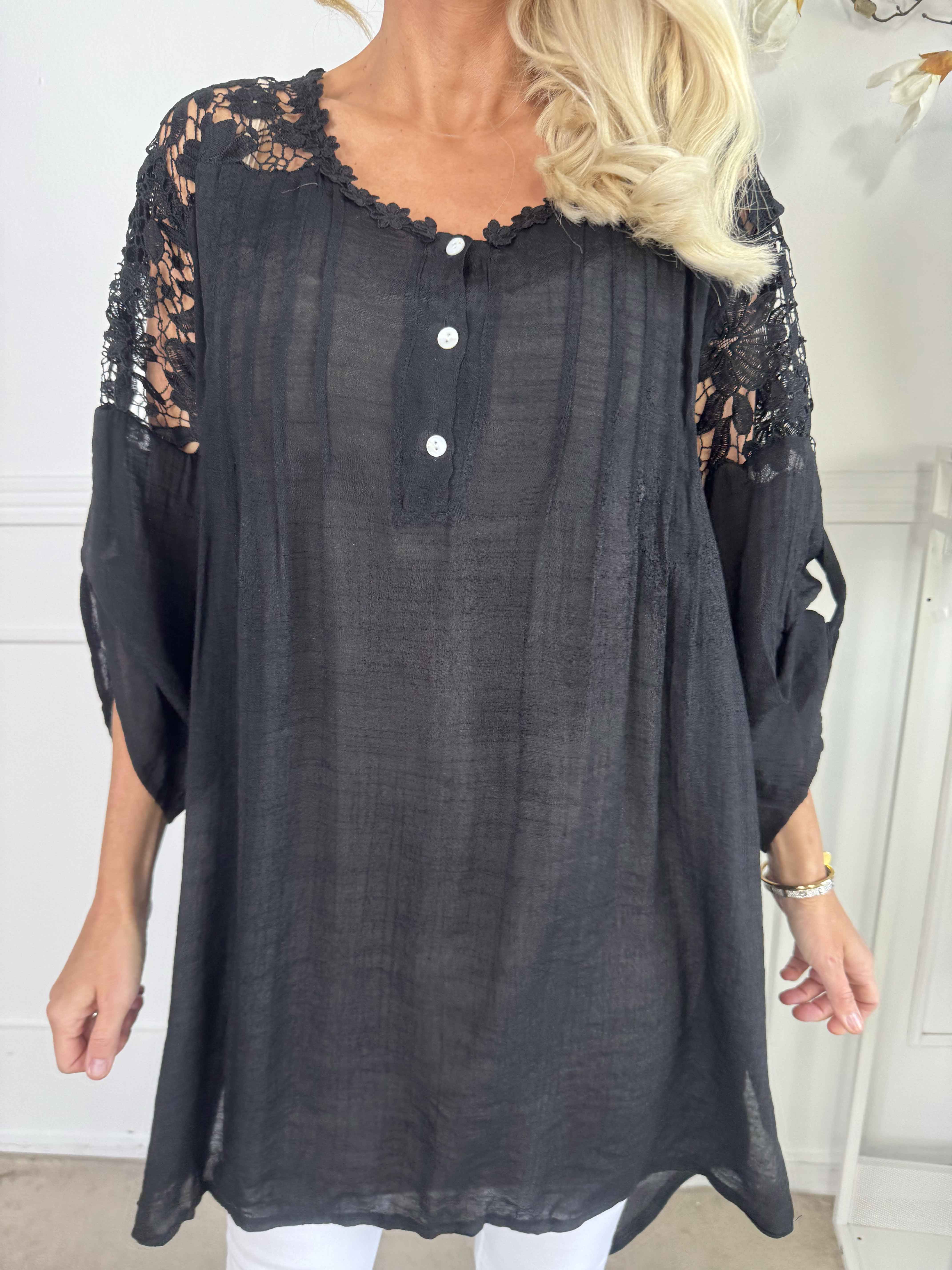 Rosalie - Söt feminin tunika med broderad rygg